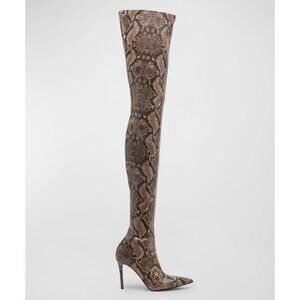 $1200 STELLA McCARTNEY Stella Iconic Snake Print Over-The-Knee Boot 37.5 (MG7)